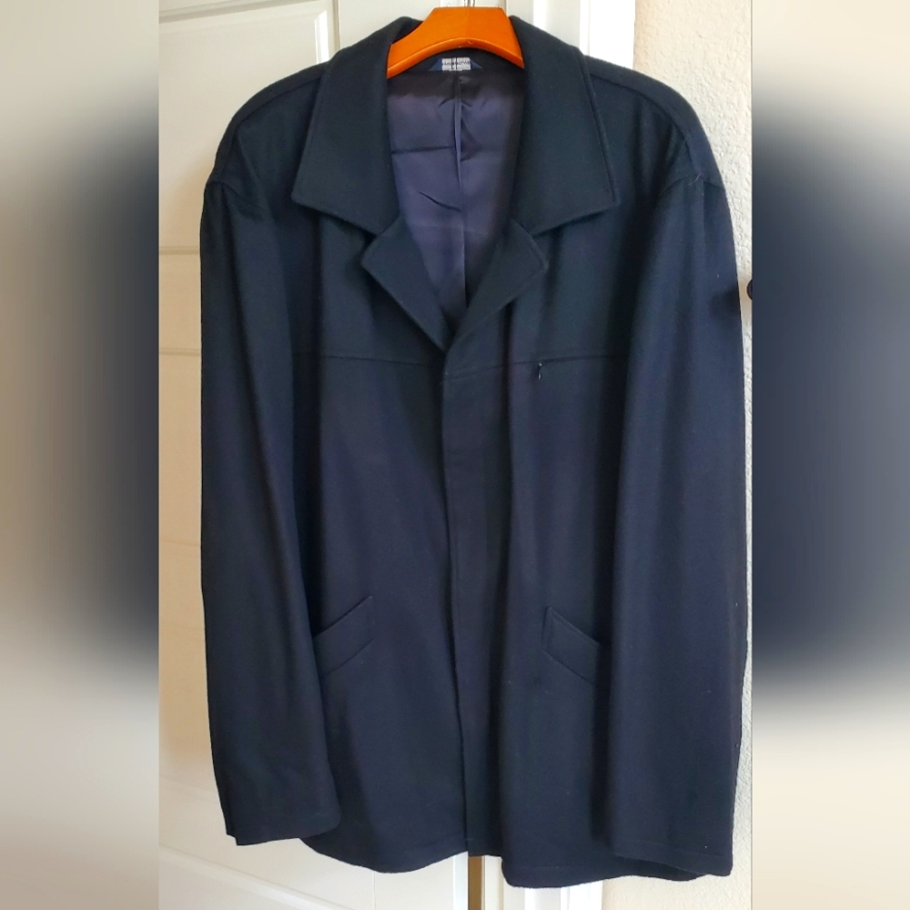 Men's Black Wool Cashmere Blend Jacket XL